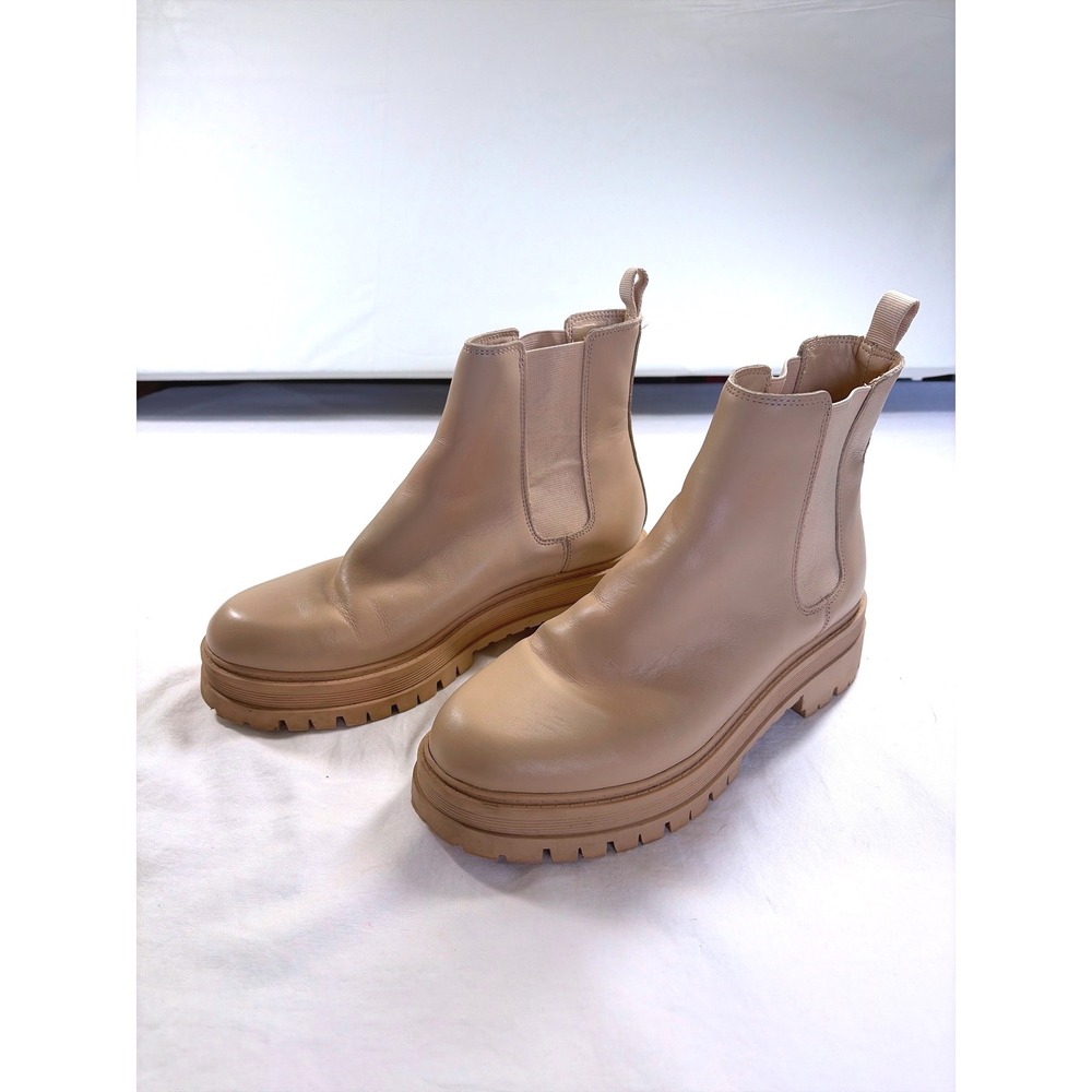 Marc Fisher Padda Tan Leather Lug Sole Chelsea Boots Ankle Size 7M - Picture 7 of 9